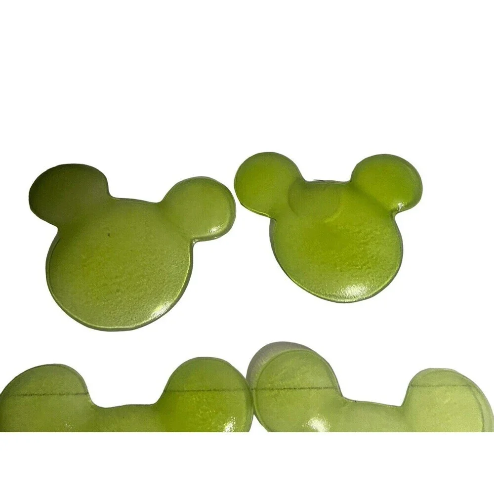 Disney Green Glass Mickey Mouse Serving Plate Set Of 4